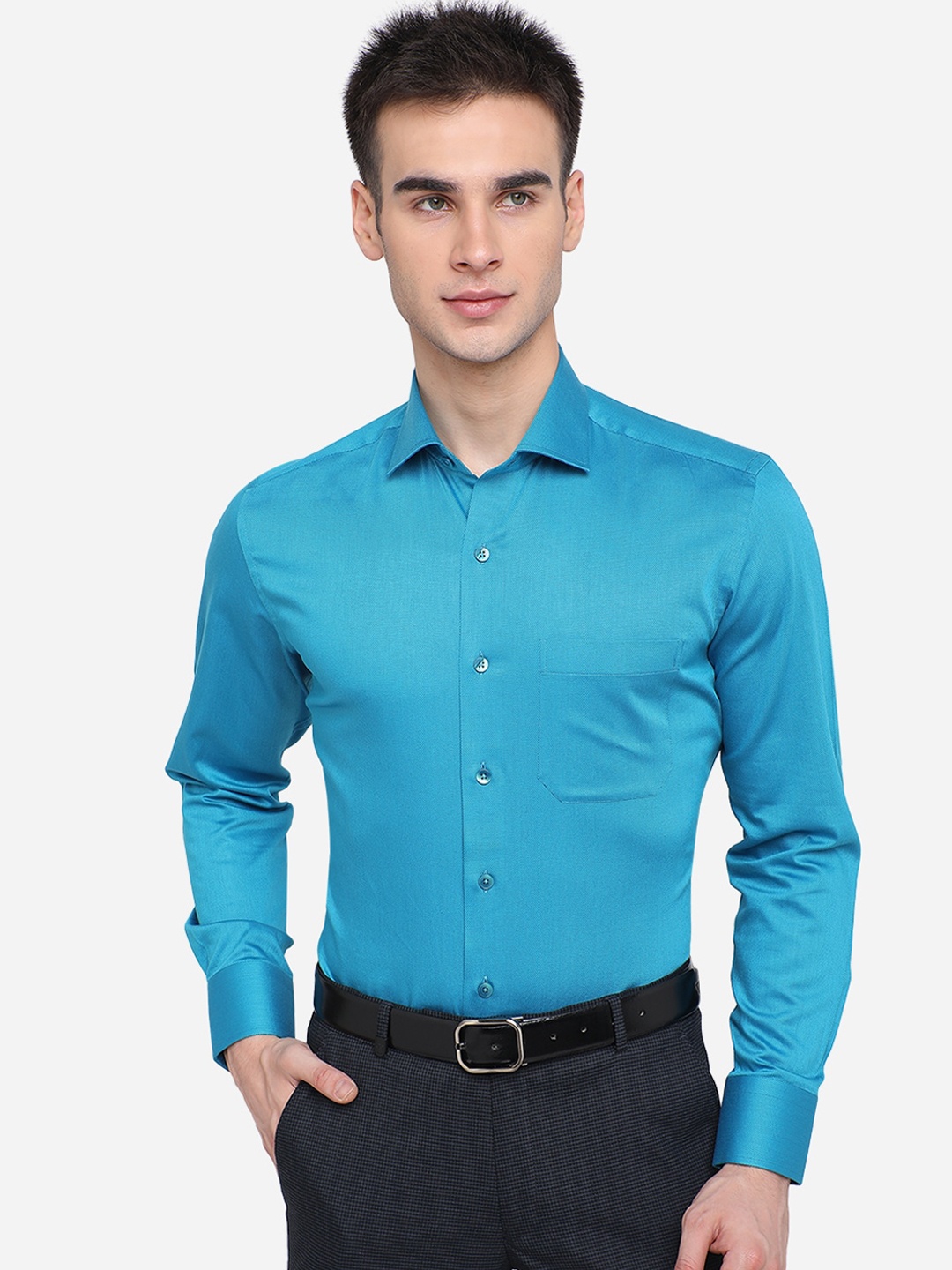 

METAL Men Blue Slim Fit Casual Cotton Shirt