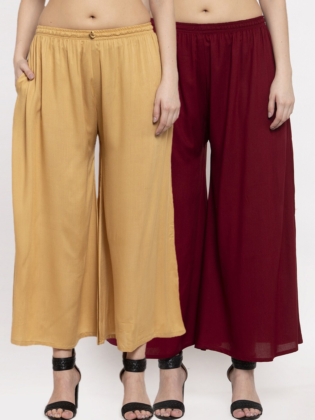 

Miaz Lifestyle Women Pack Of 2 Beige & Maroon Palazzos