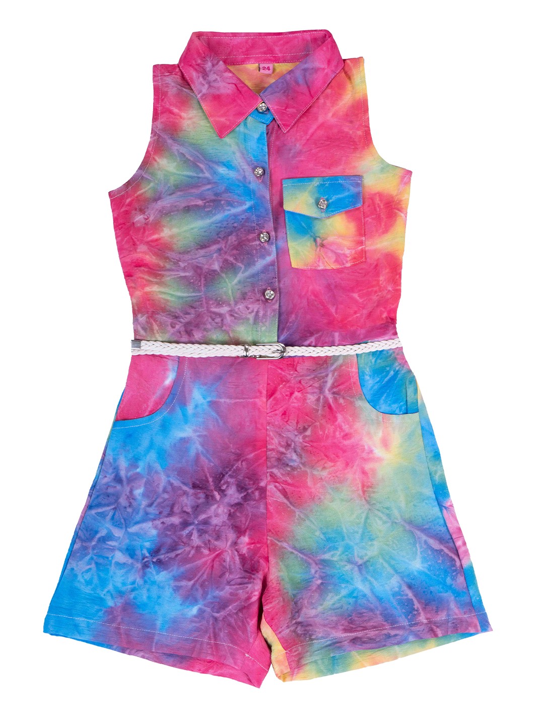 

Hunny Bunny Girls Pink & Turquoise Blue Printed Jumpsuit