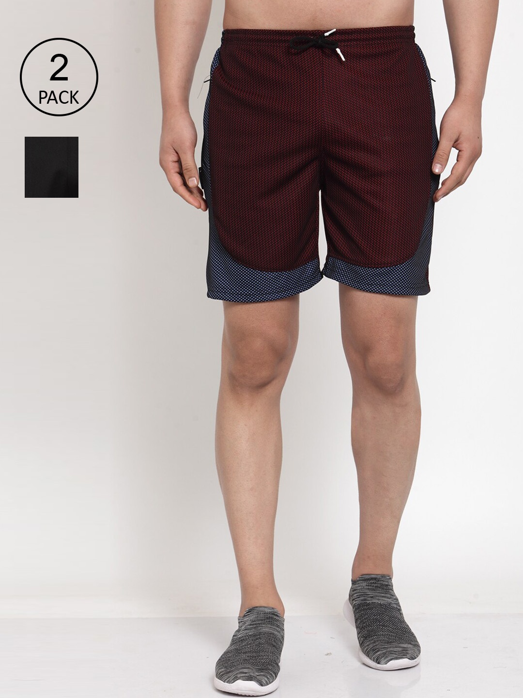 

KLOTTHE Men Multi Set of 2 Printed Mid-Rise Sports Shorts