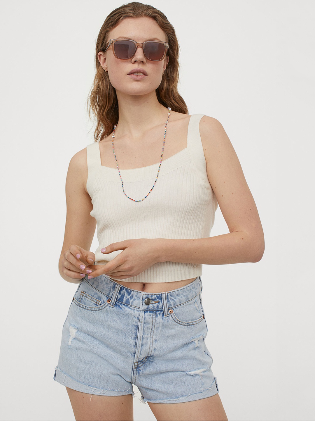 

H&M Women Blue Solid Denim Shorts