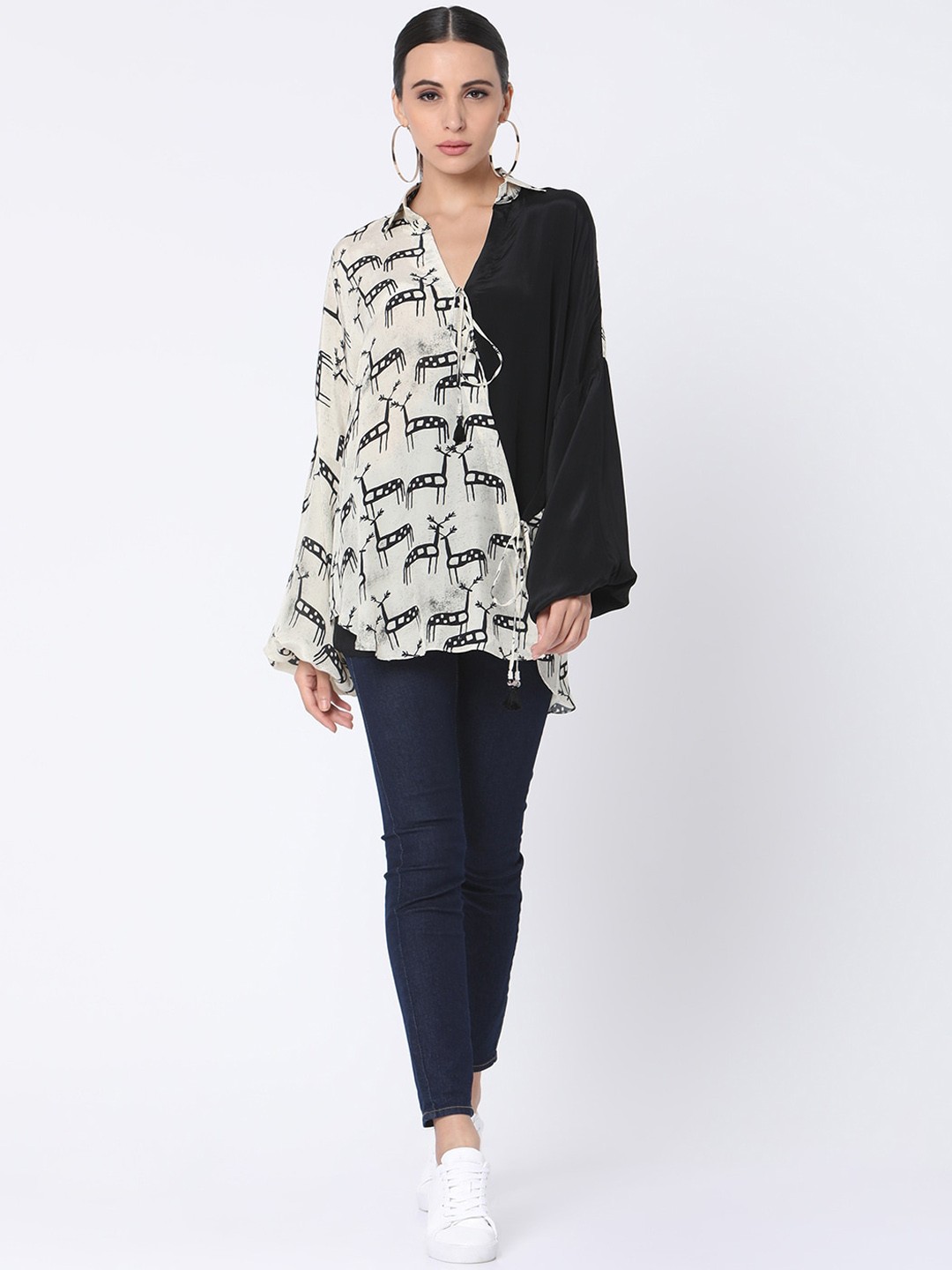 

Masaba Silver Crepe Wrap Top