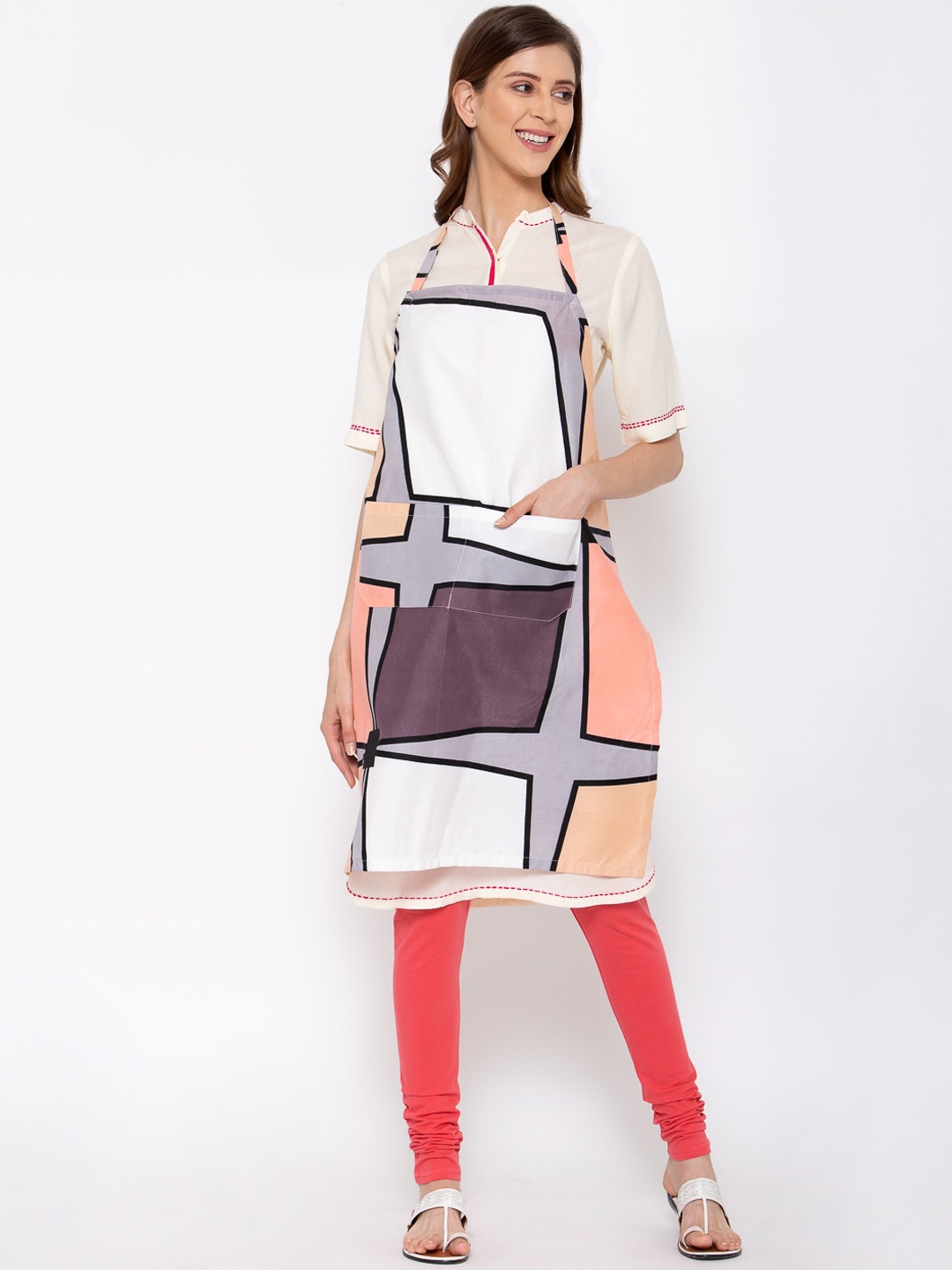 

KLOTTHE Unisex Purple & White Geometric Printed Polycotton 210 TC Aprons