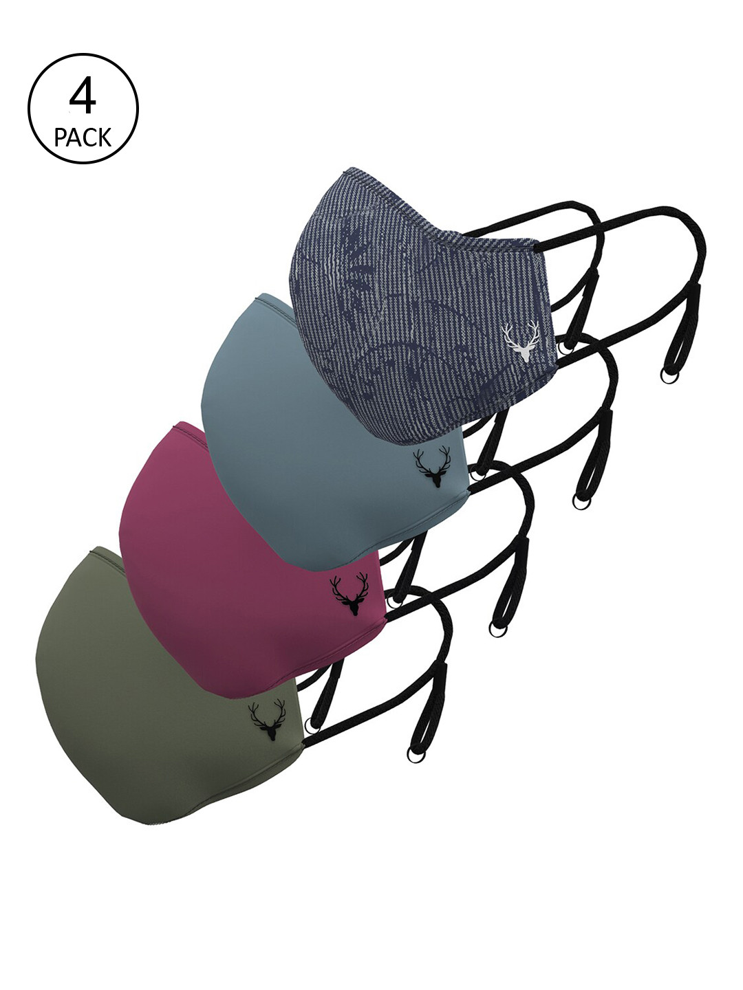 

Allen Solly Women Pack Of 4 Solid 3-Ply Reusable Pure Cotton Protective Outdoor Masks, Green