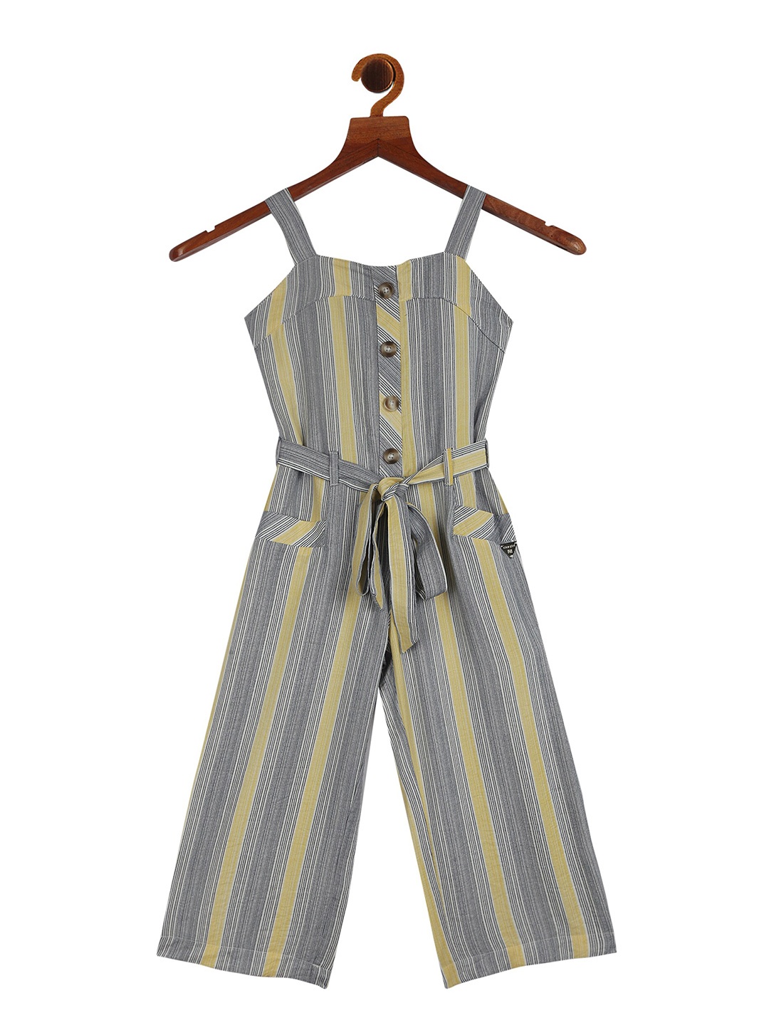 

Tiny Girl Girls Grey & Yellow Printed Basic Jumpsuit