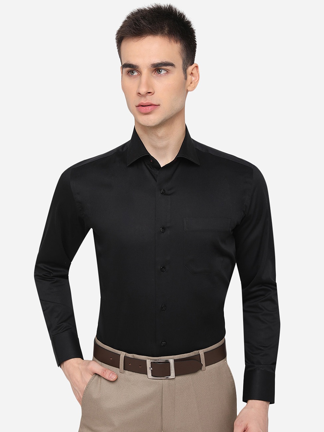 

METAL Men Black Slim Fit Cotton Formal Shirt