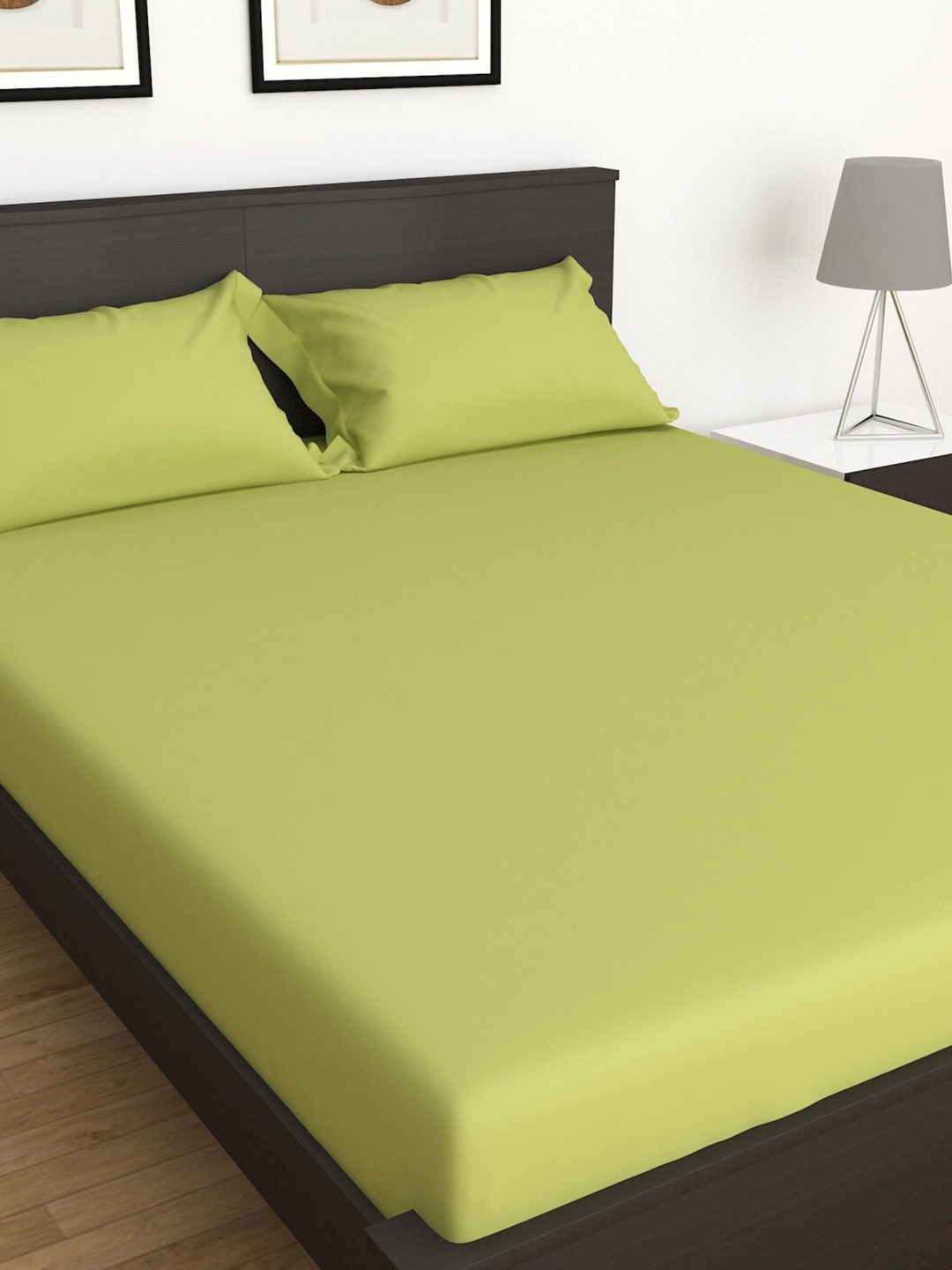 

Home Centre Colour Connect 3-Pc. Solid Cotton Double Bedsheet Set, Green