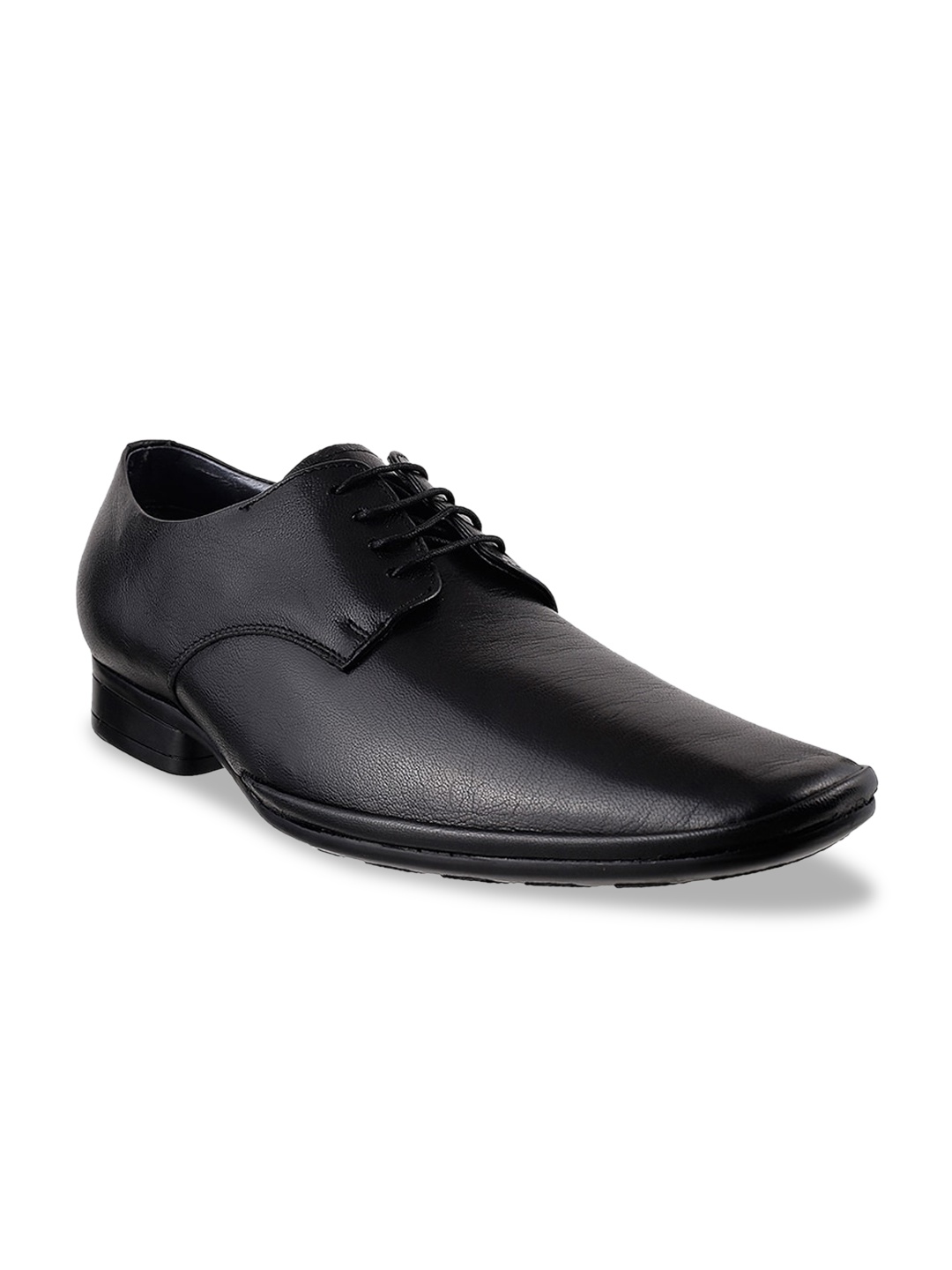 

Mochi Men Black Textured Leather Formal Derbys