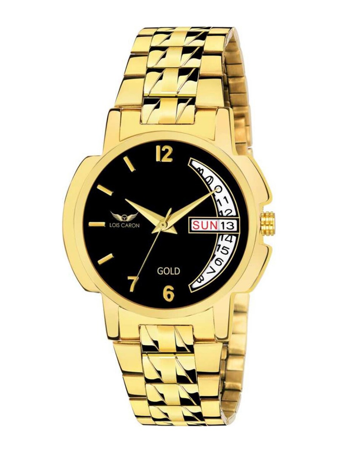 

LOIS CARON Men Black Dial & Gold Toned Stainless Steel Analogue Watch MLC-8623