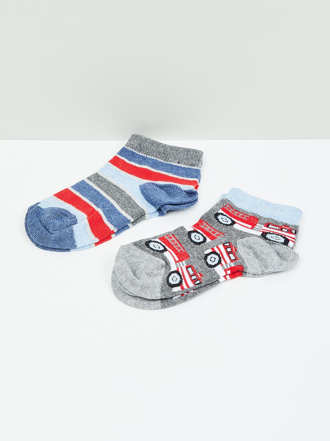 

max Boys Pack Of 2 Ankle-Length Socks, Grey