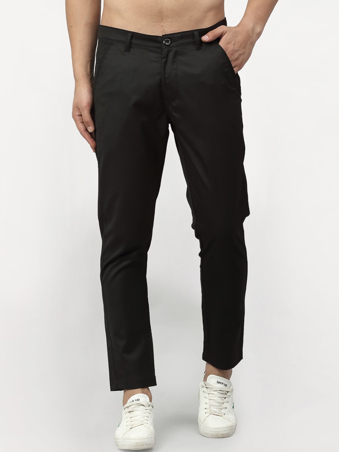 

JAINISH Men Black Tapered Fit Chinos Trousers