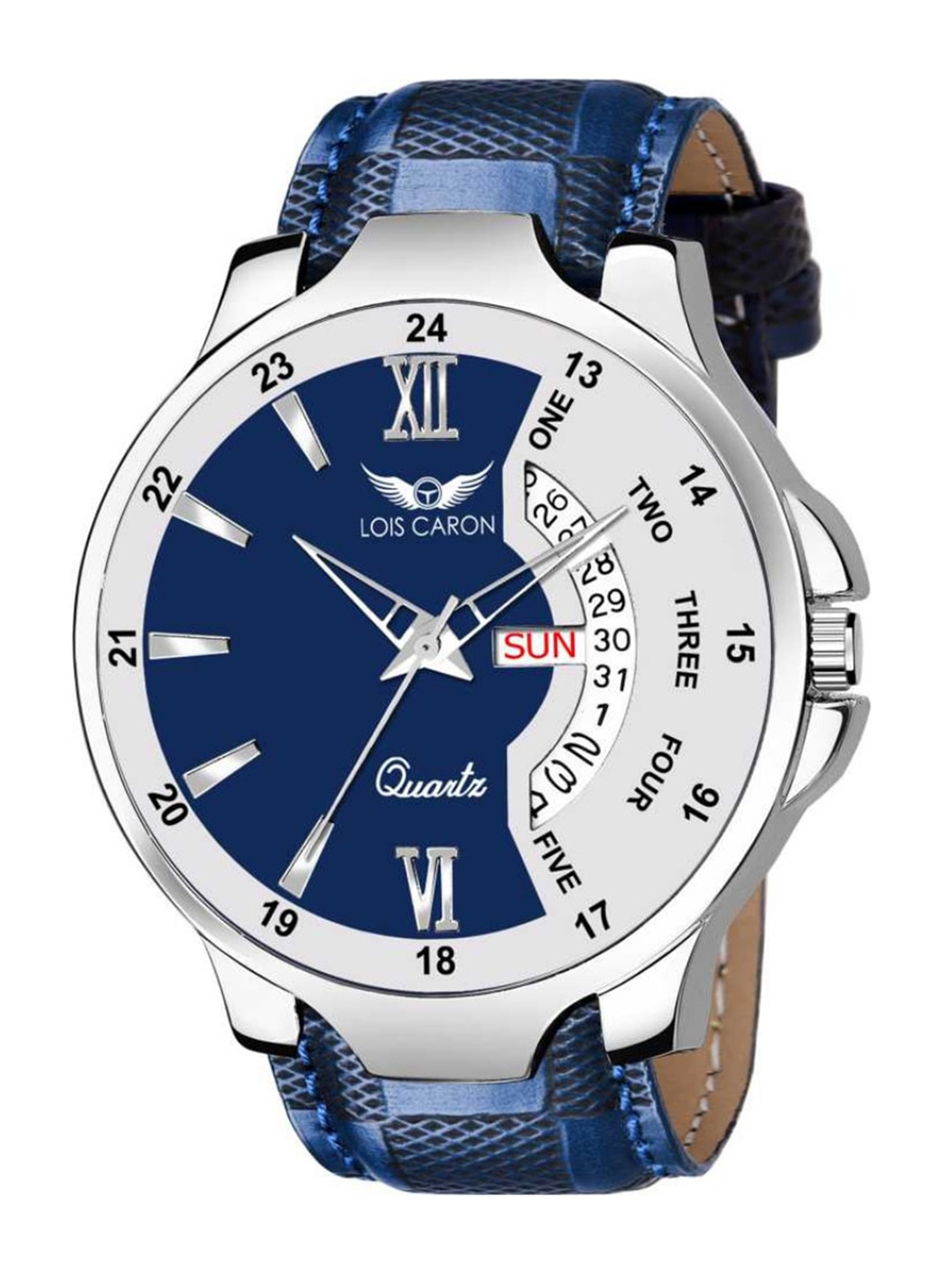

LOIS CARON Men Blue Dial & Blue Leather Straps Analogue Multi Function Watch MLC-8245