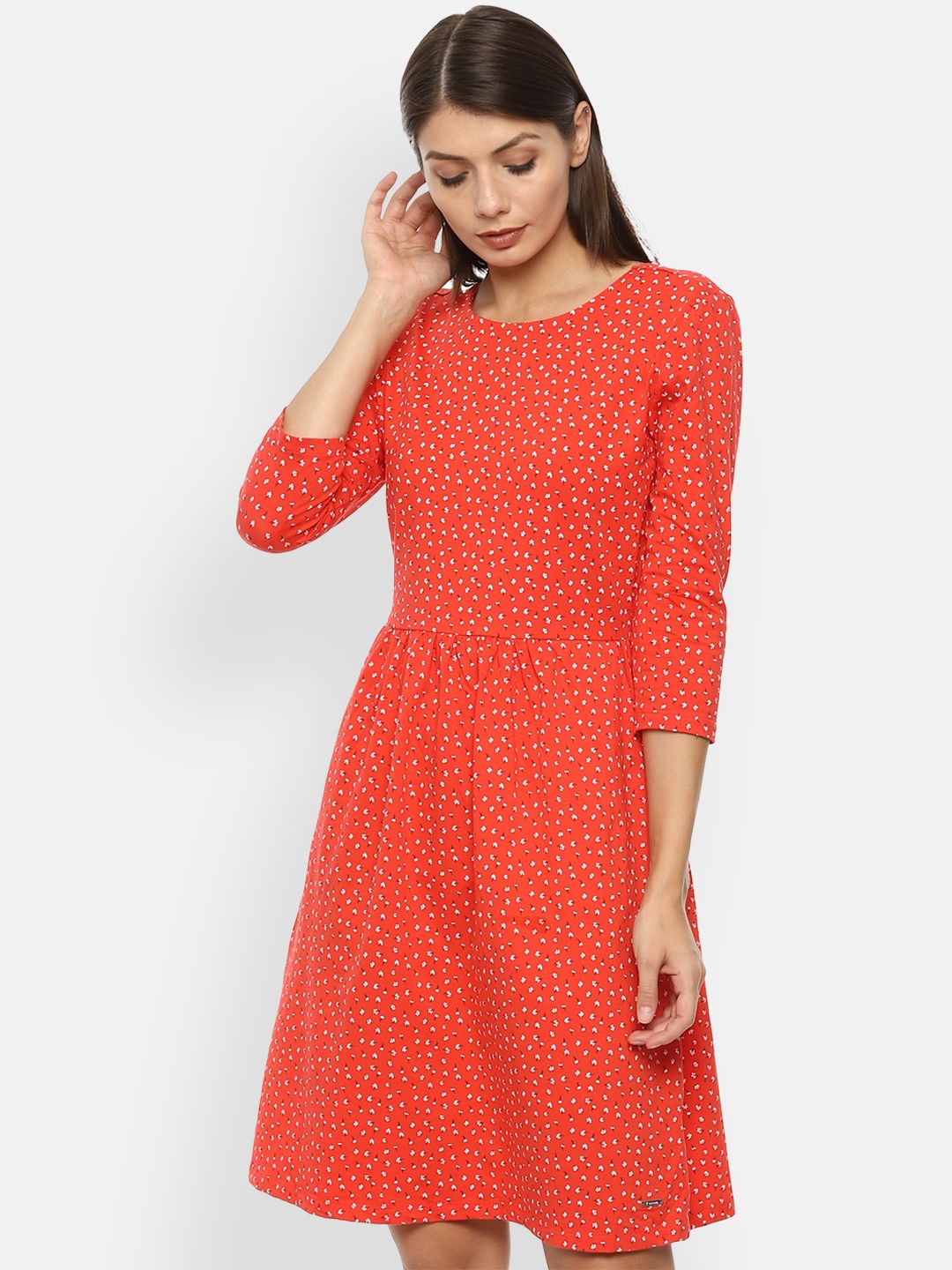 

Van Heusen Woman Orange & White Floral Dress