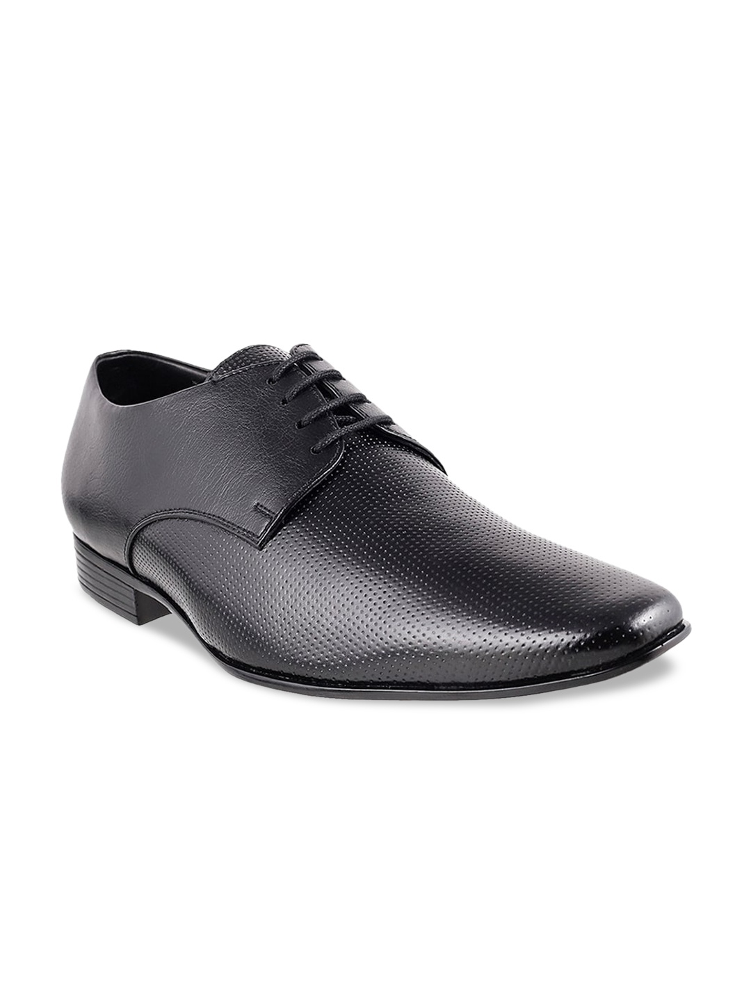 

Mochi Men Black Textured Leather Formal Derbys