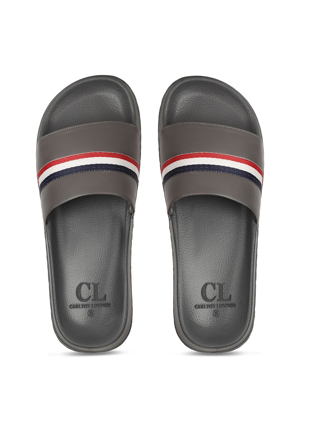 

Carlton London Men Grey Striped Sliders