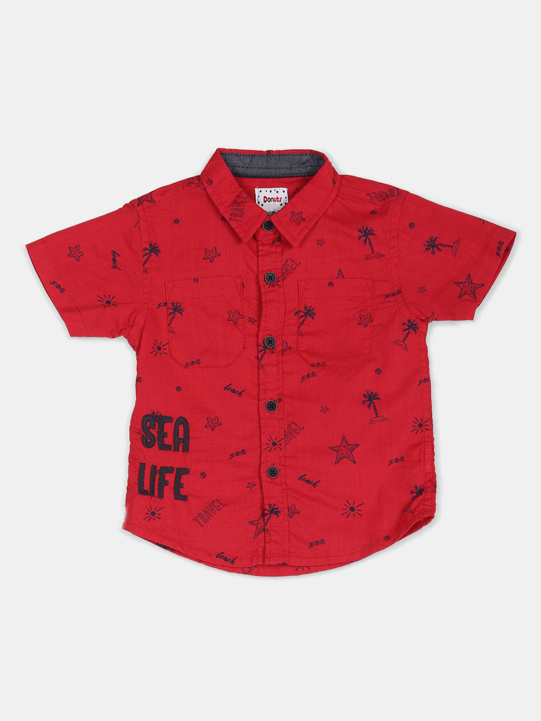 

Donuts Boys Red Printed Casual Shirt