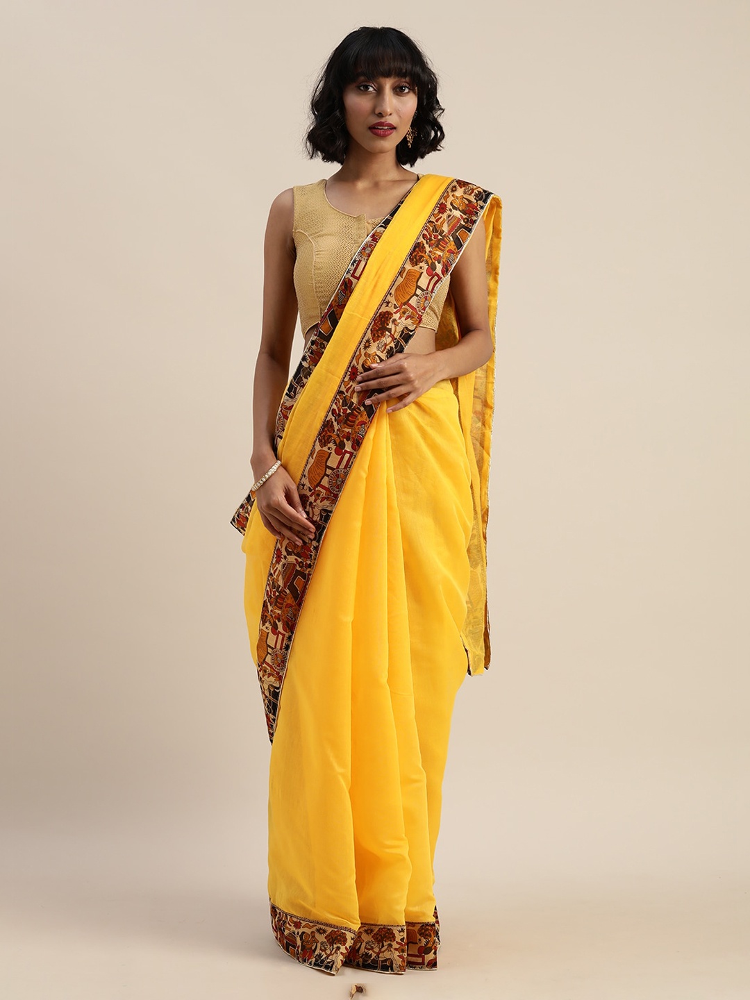 

Florence Yellow Heavy Work Chanderi Saree