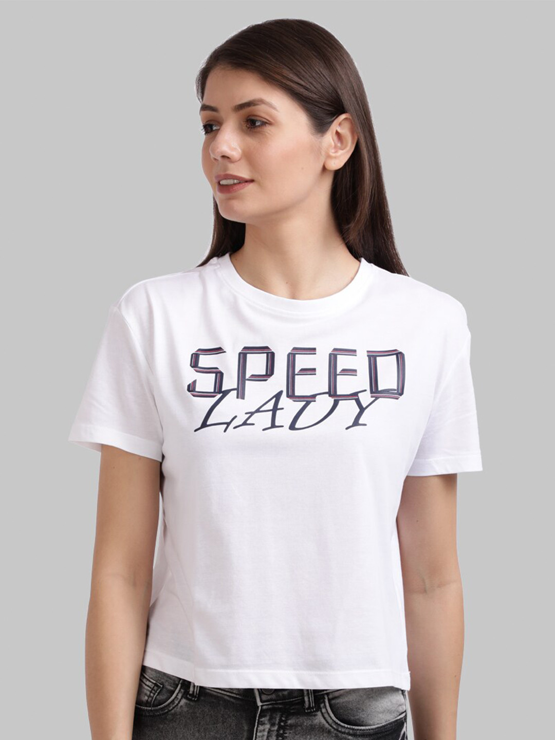 

Parx Women White Typography Printed Applique T-shirt