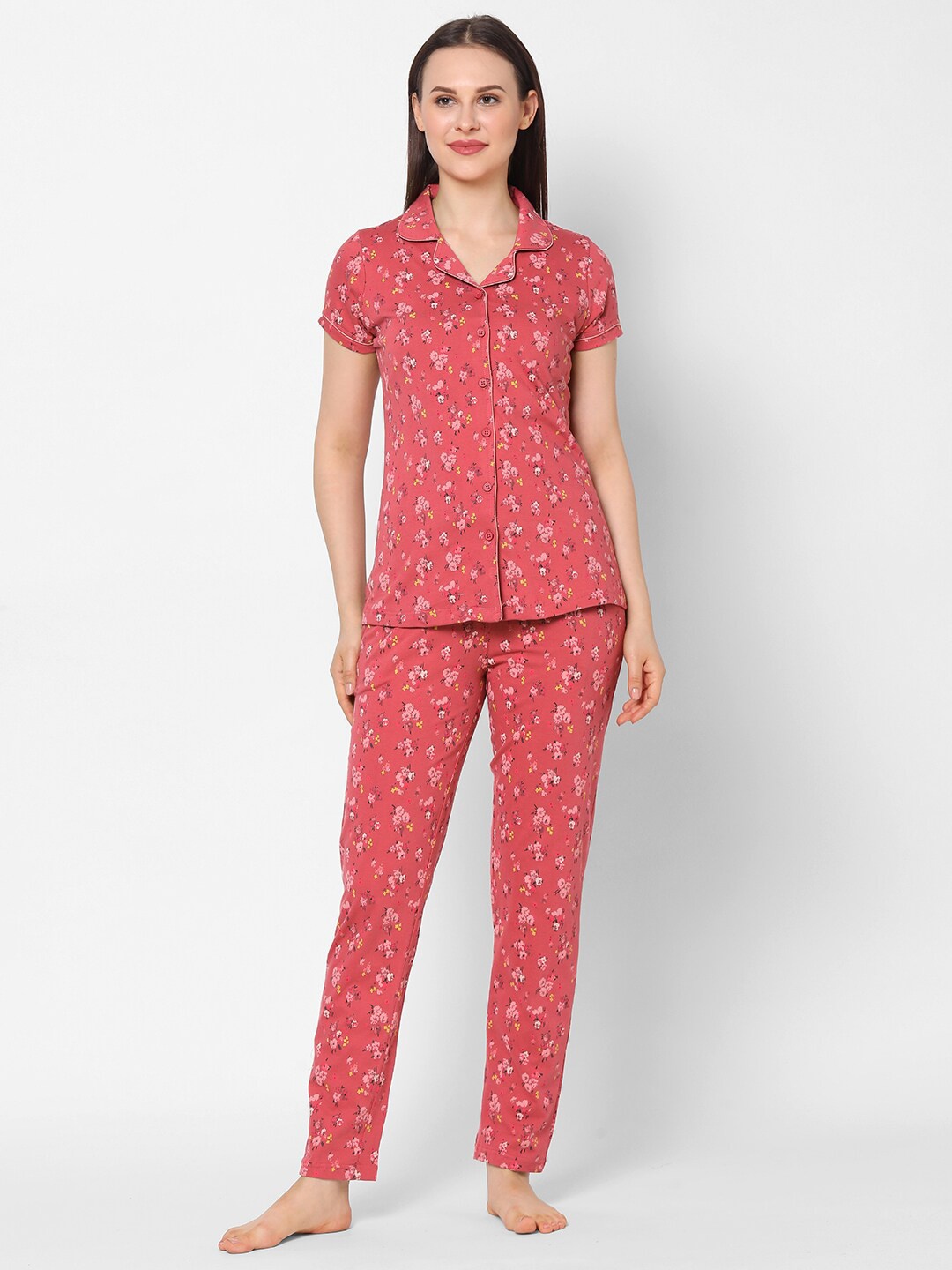 

Sweet Dreams Women Pink Floral Printed Night Suit