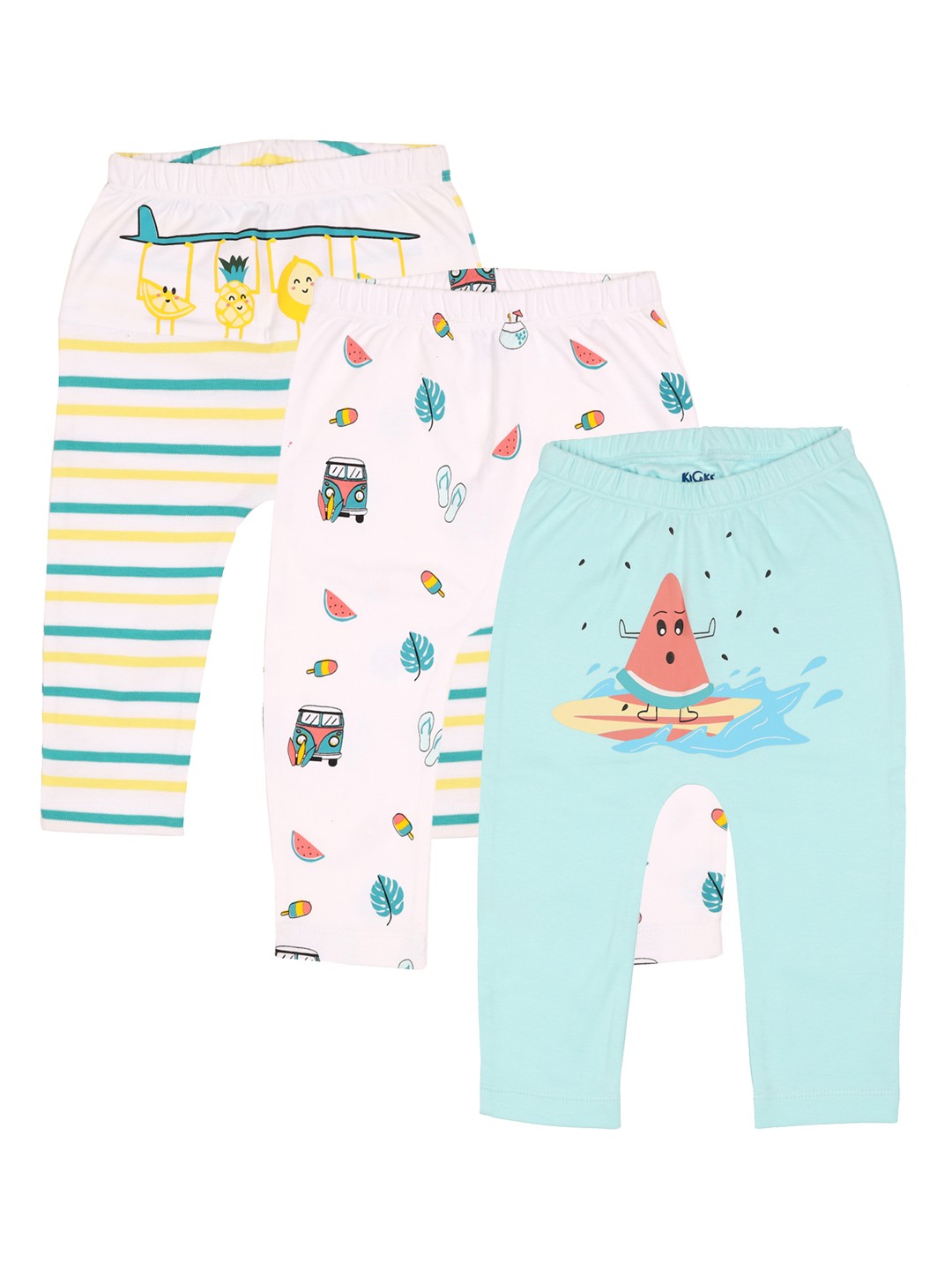 

KICKS & CRAWL Infant Boys Pack Of 3 Cotton Leggings, White