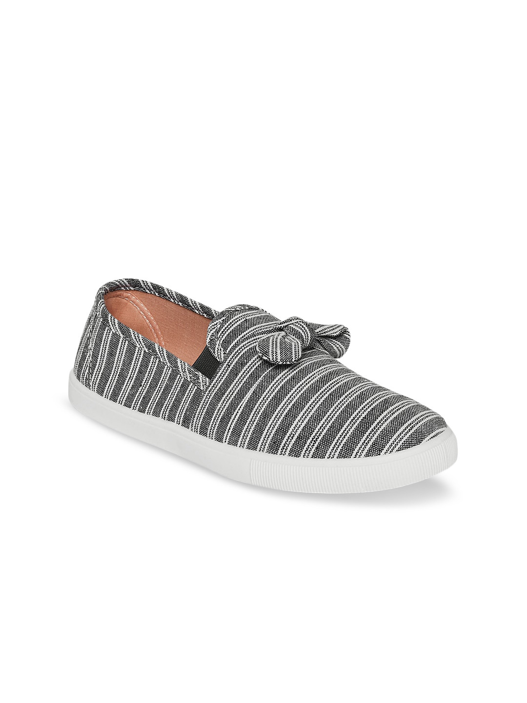

Forever Glam by Pantaloons Women Grey Striped Slip-On Sneakers