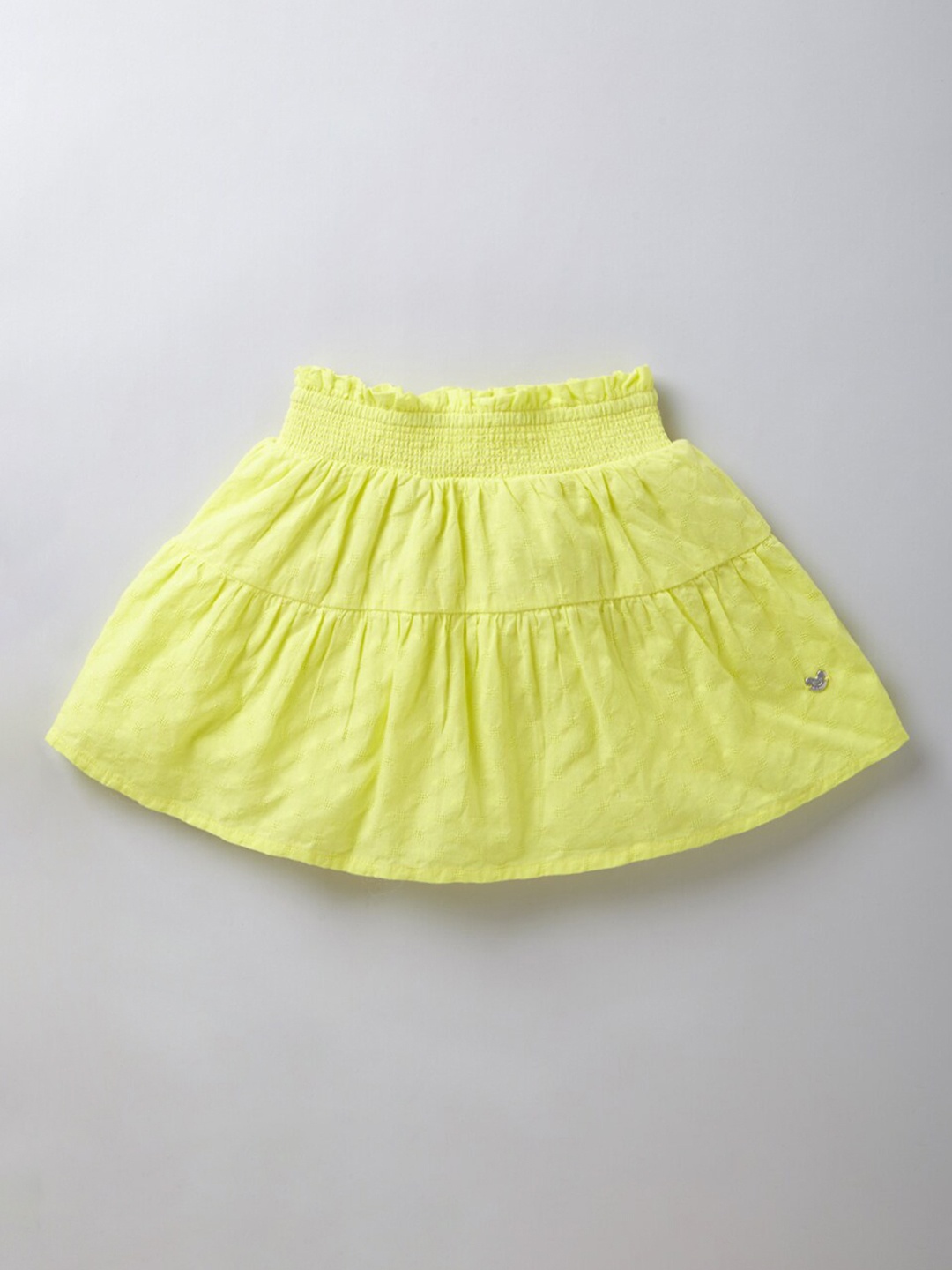 

Ed-a-Mamma Girls Yellow Self Design Cotton Flared Knee-Length Sustainable Skirt