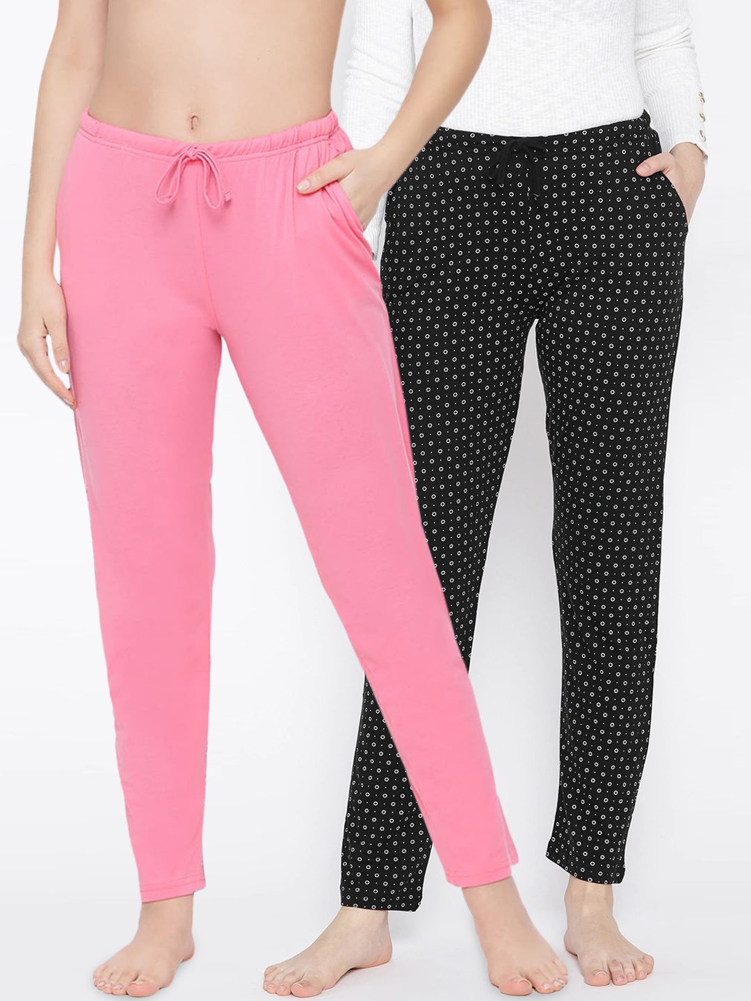 

Kanvin Women Pack Of 2 Cotton Lounge Pants, Pink