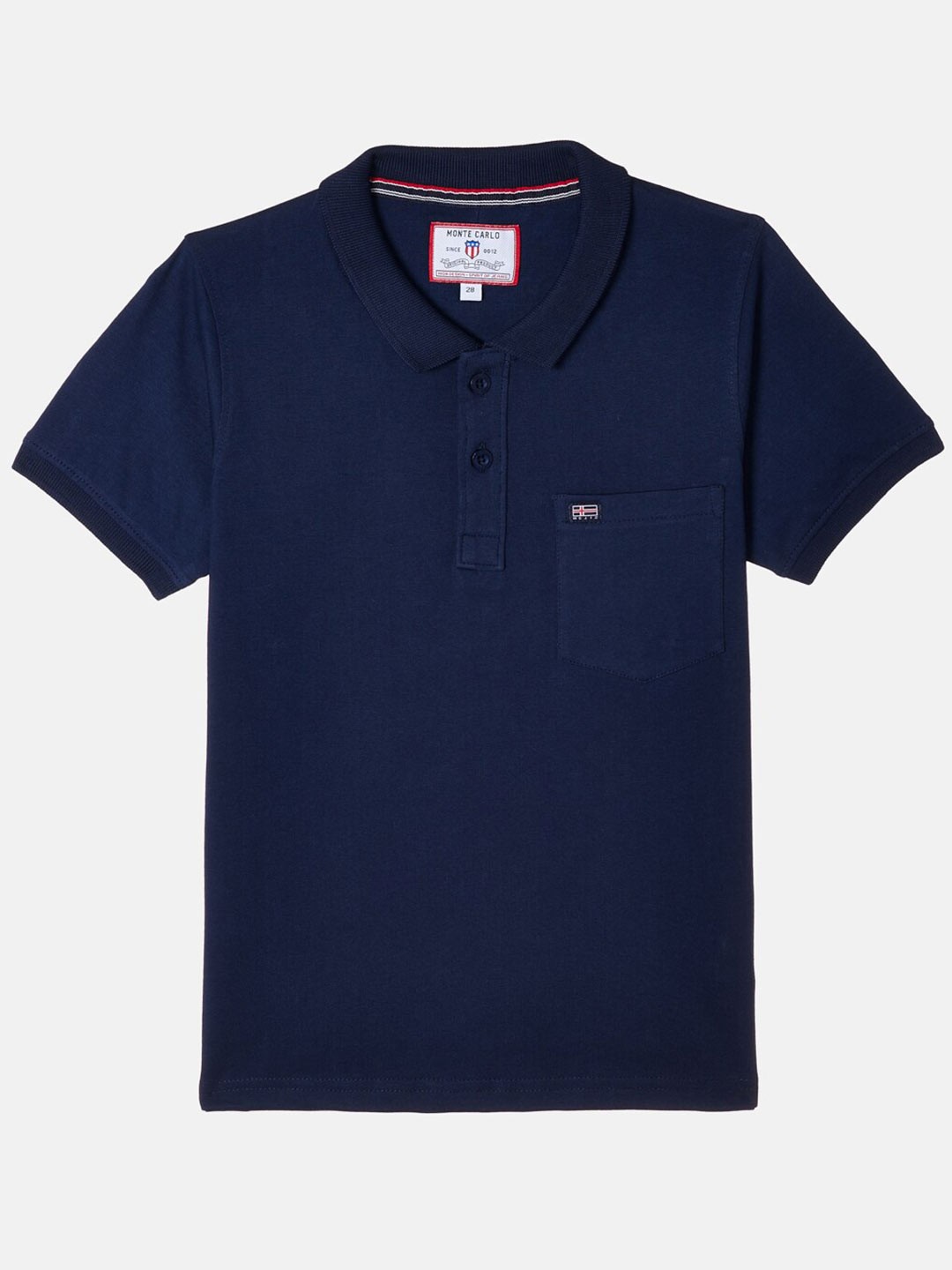 

Monte Carlo Boys Blue Solid Polo Collar Cotton Blend T-shirt