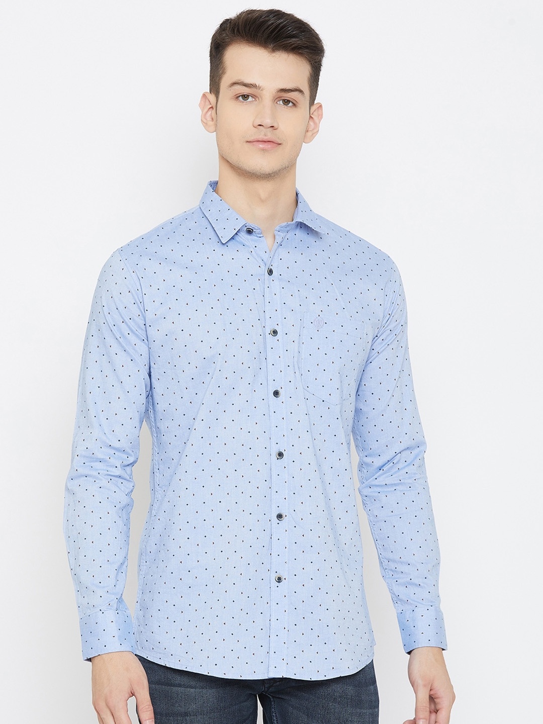 

Duke Men Blue Slim Fit Printed Casual Shirt