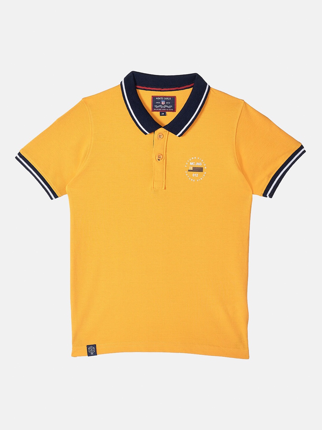 

Monte Carlo Boys Yellow & Black Brand Logo Printed Polo Collar T-shirt