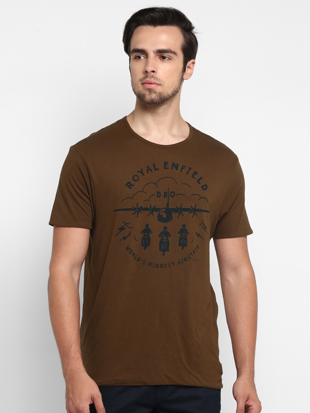 

Royal Enfield Men Brown Typography Printed T-shirt