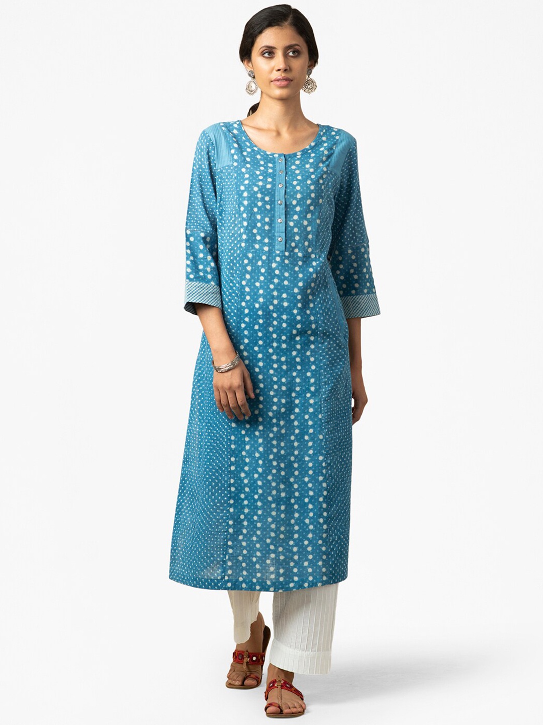 

Fabindia Women Blue Printed Kurta