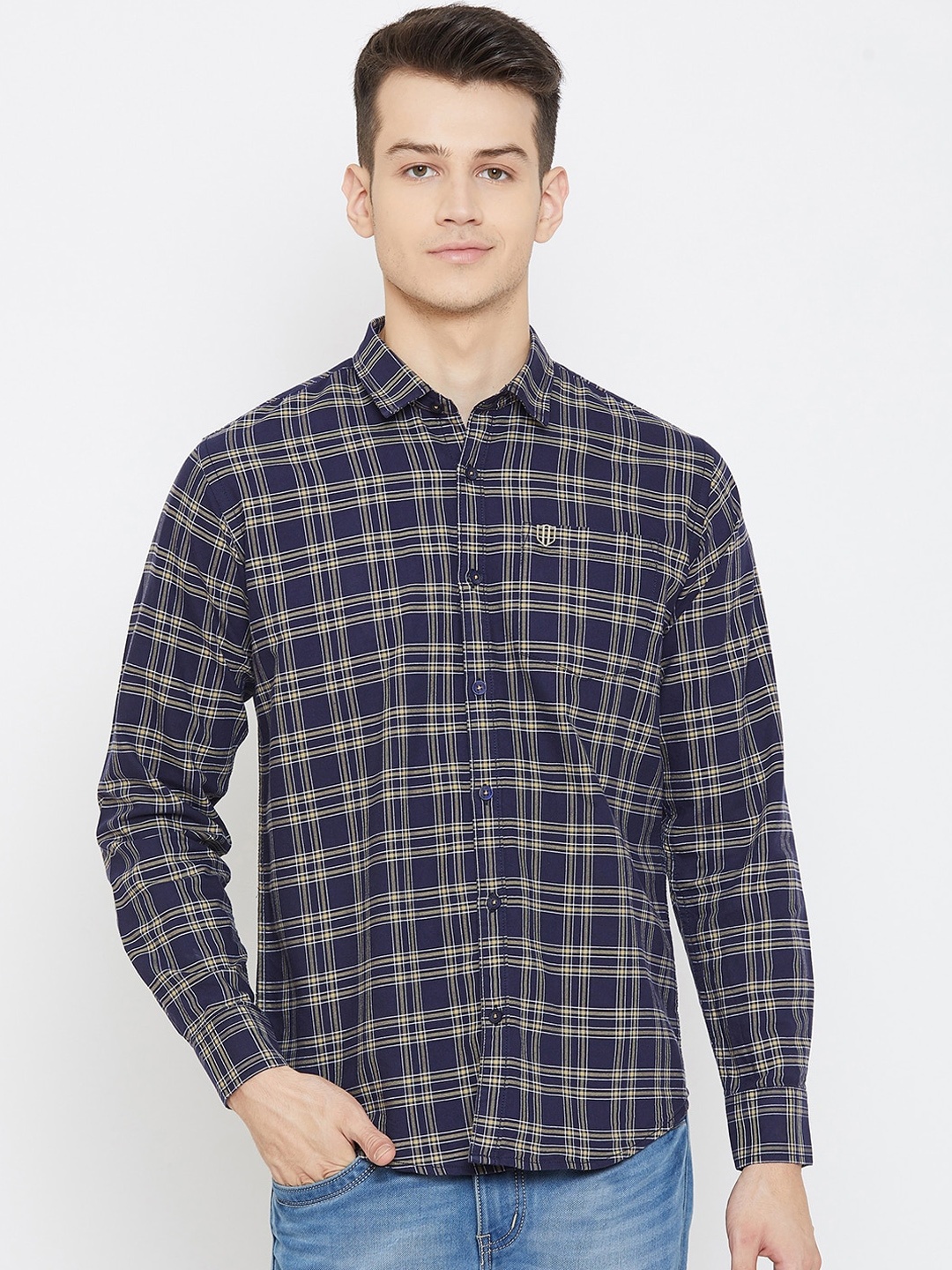 

Duke Men Blue Slim Fit Checked Casual Shirt