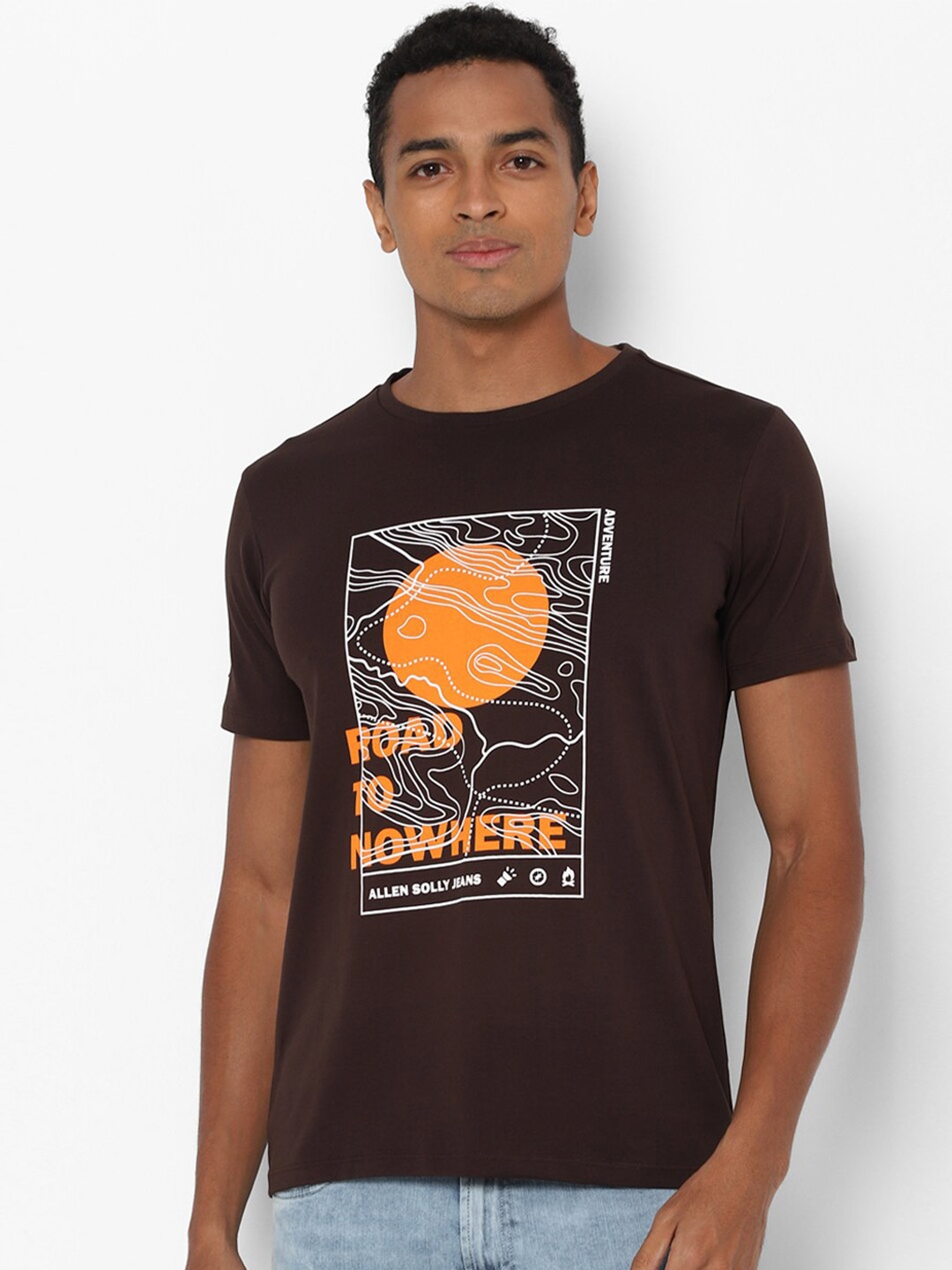 Allen Solly Sport Men Brown Printed Applique T-shirt