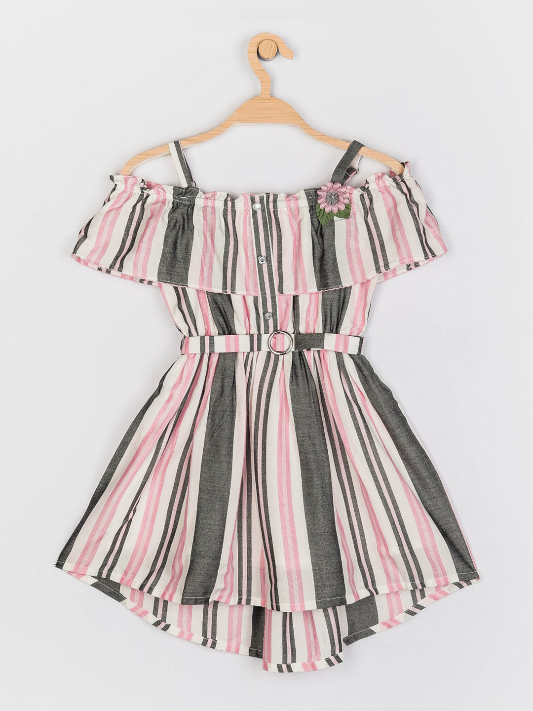

Peppermint Girls Pink & White Multi Striped Fit & Flare Dress