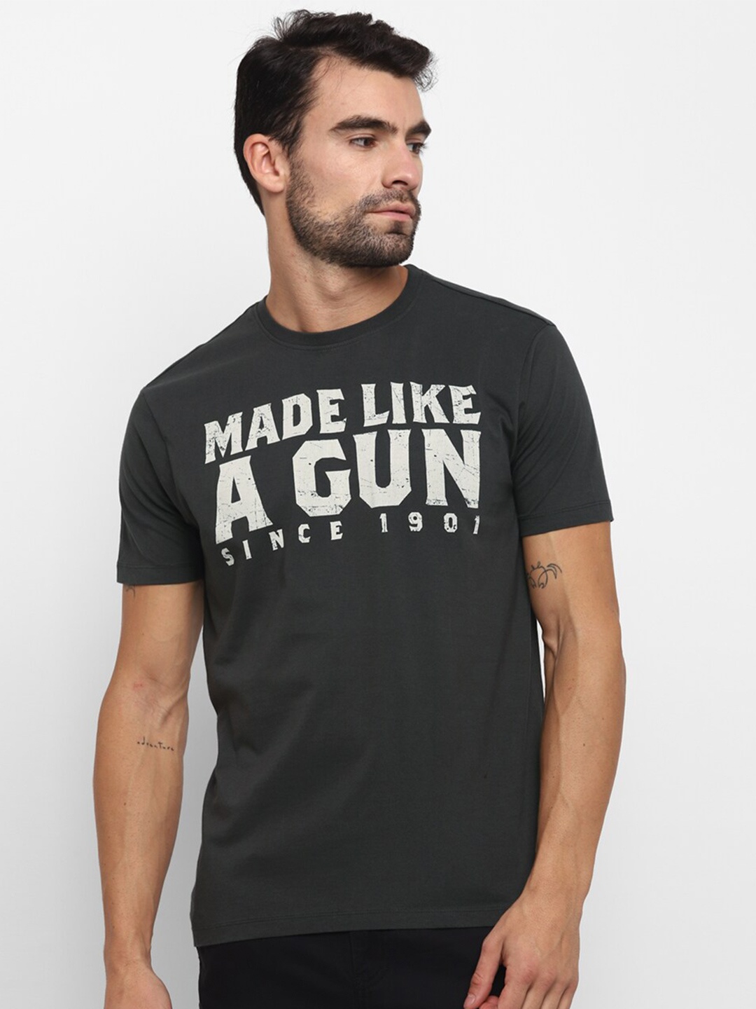 

Royal Enfield Men Grey Typography Printed Casual T-shirt