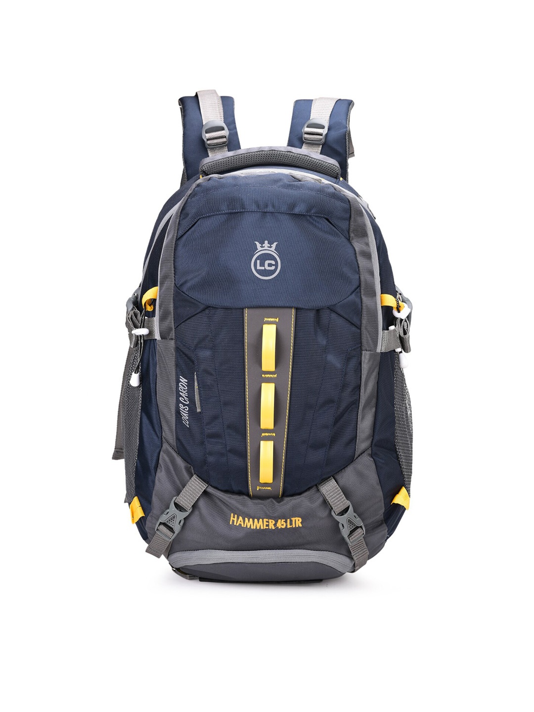 

LOUIS CARON Unisex Navy Blue & Grey Backpack with Shoe Pocket