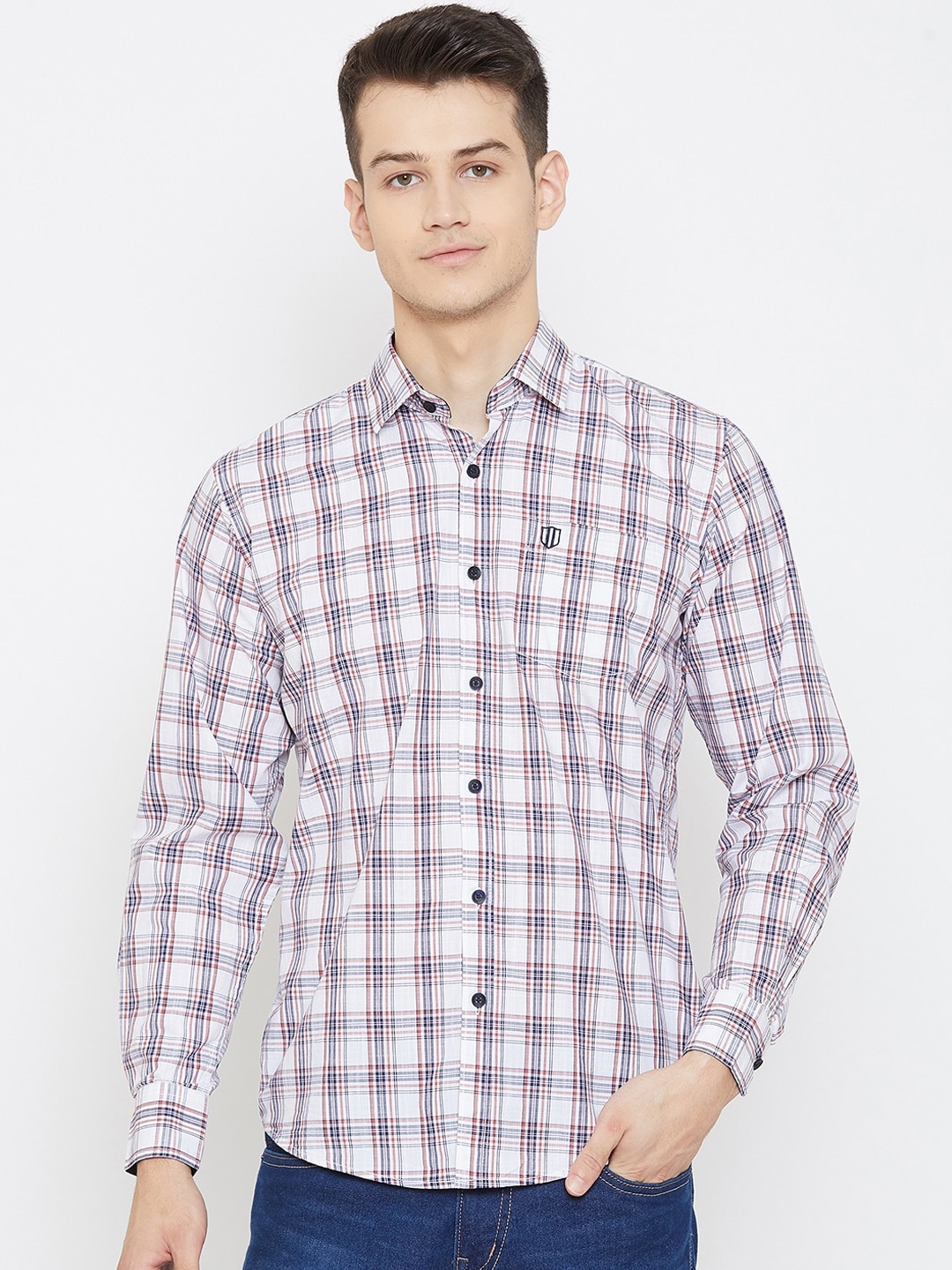 

Duke Men Pink Slim Fit Checked Casual Shirt
