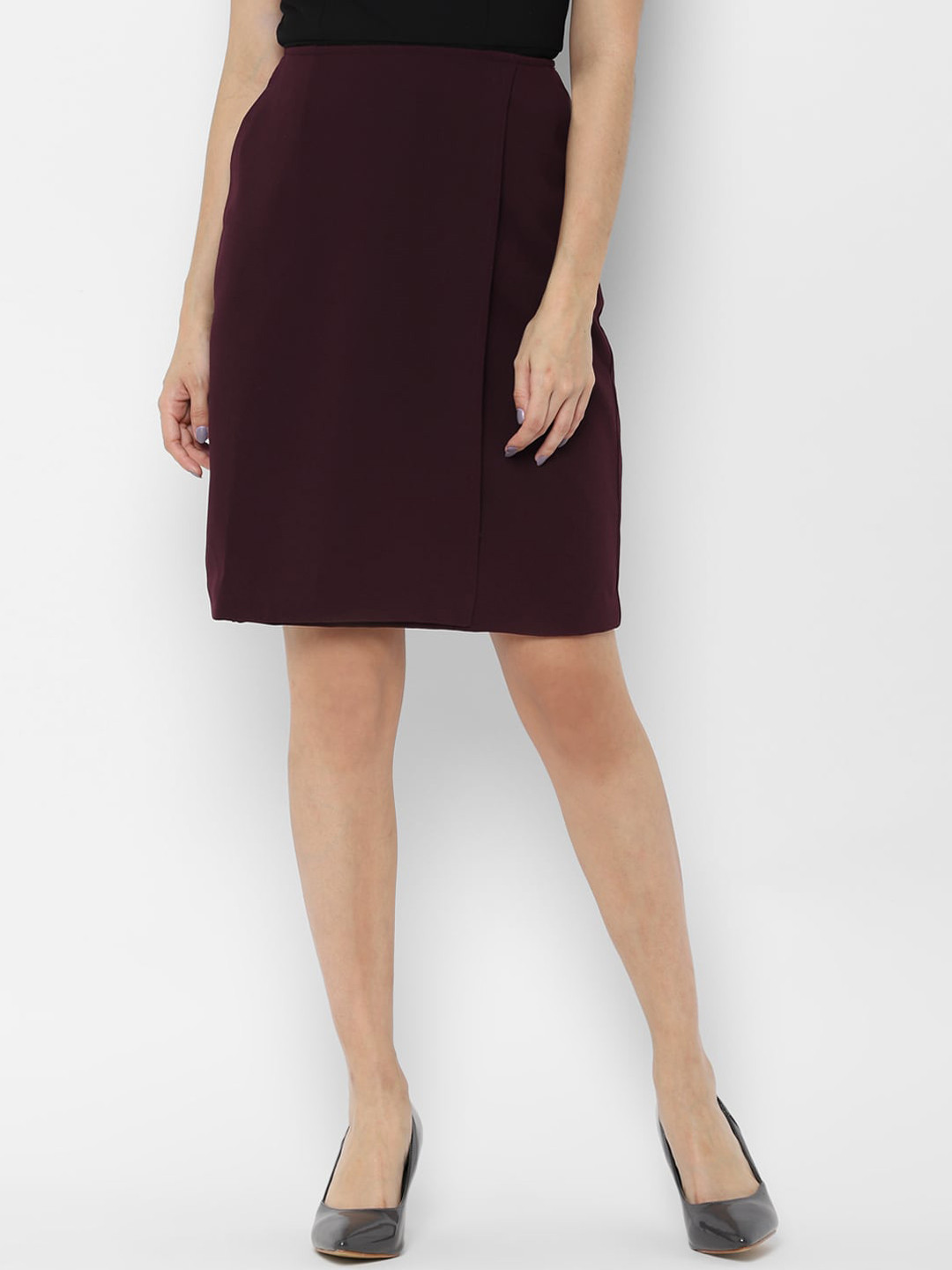 

Allen Solly Woman Maroon Wrap Mini Skirt