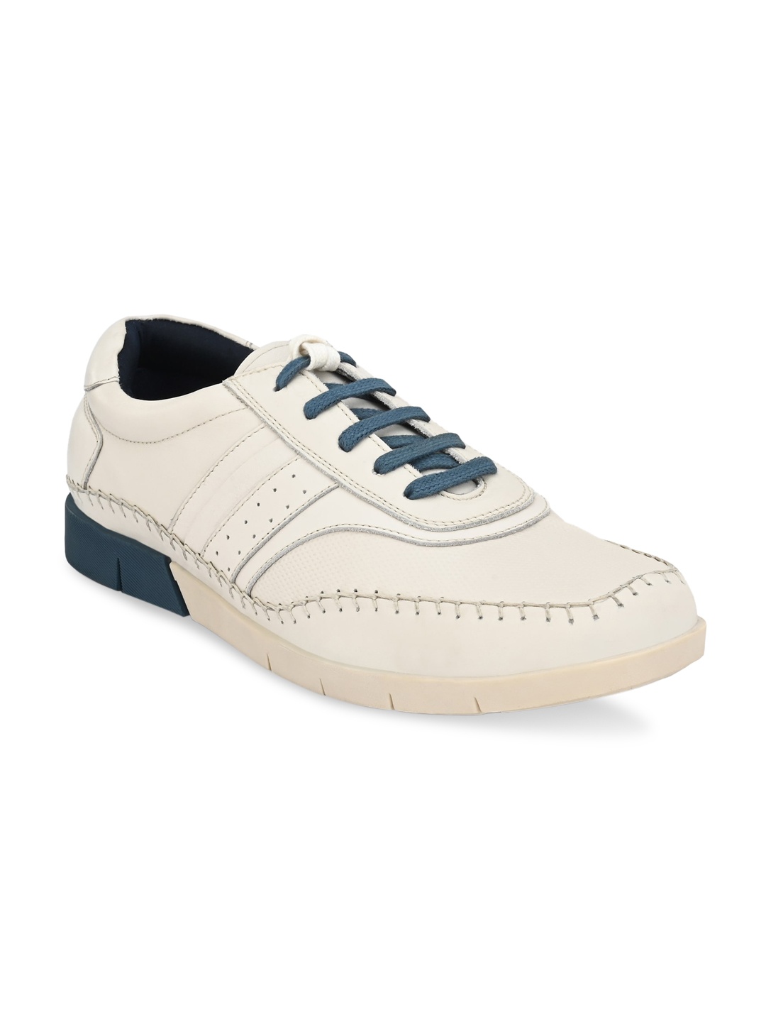 

Delize Men White Perforated Leather Sneakers