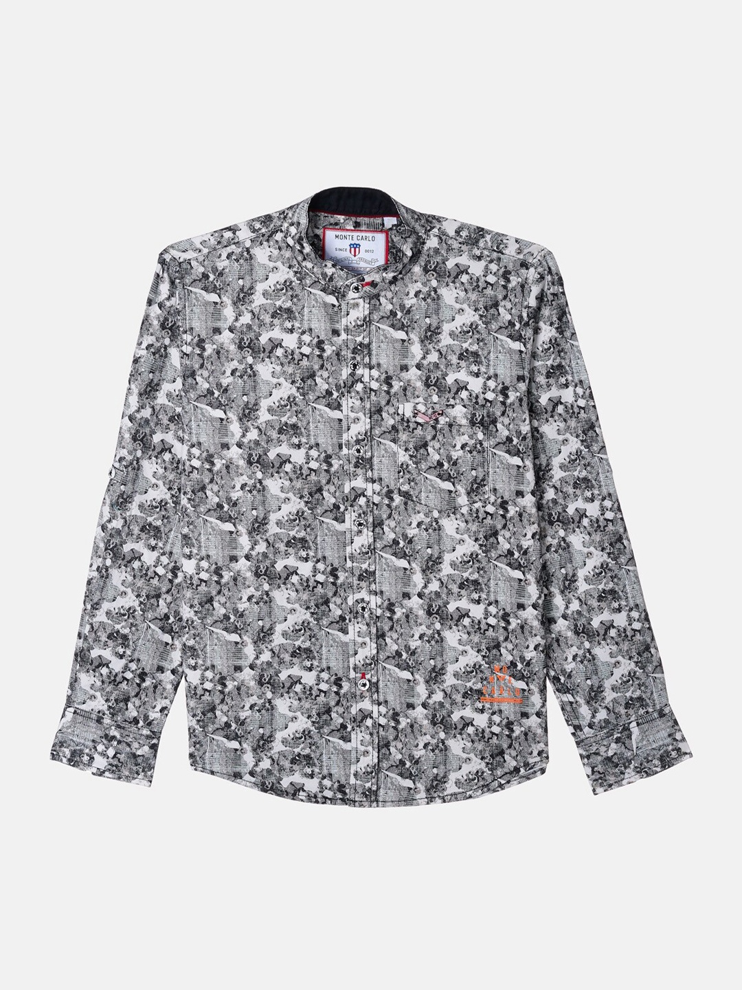 

Monte Carlo Boys Black & White Printed Casual Shirt