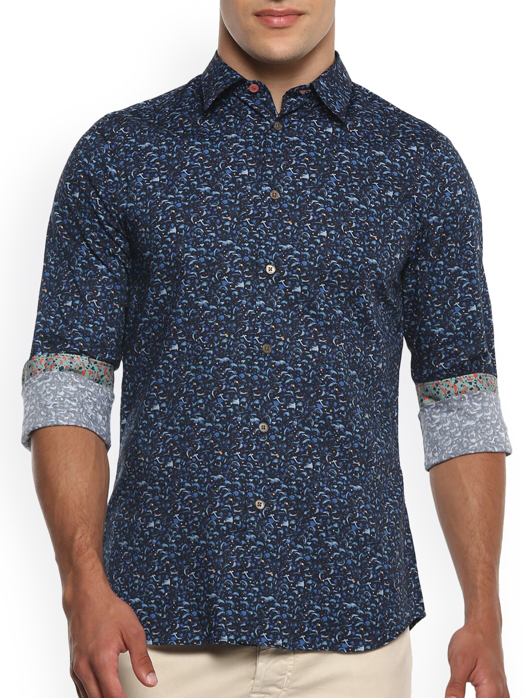 

PS By Paul Smith Men Navy Blue Printed Casual Shirt