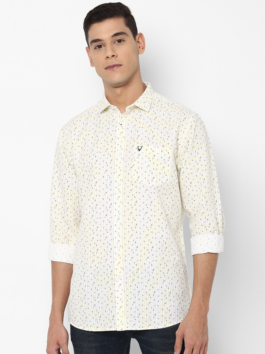 

Allen Solly Men Yellow Slim Fit Printed Casual Shirt
