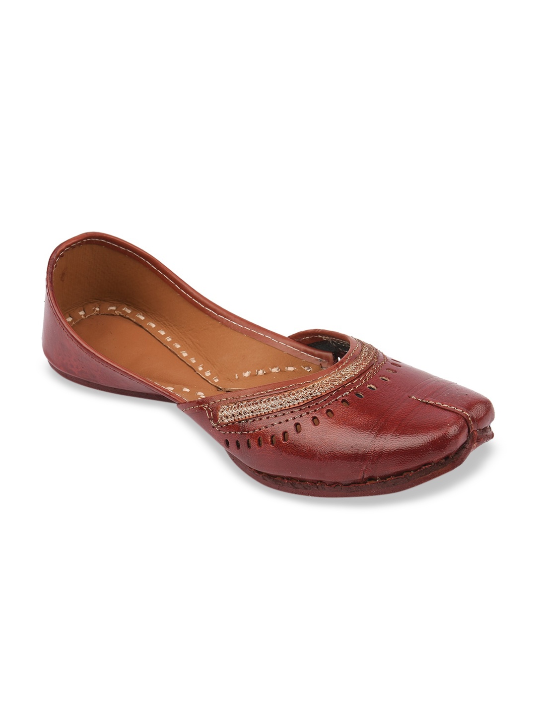 

DESI COLOUR Women Brown Ethnic Embellished Mojaris Flats