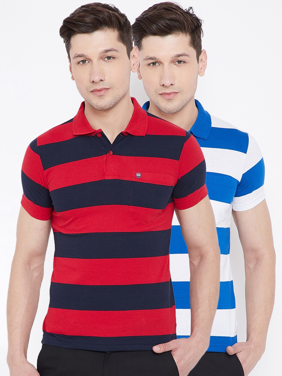 

Duke Men Multi 2 Striped Polo Collar Slim Fit T-shirt