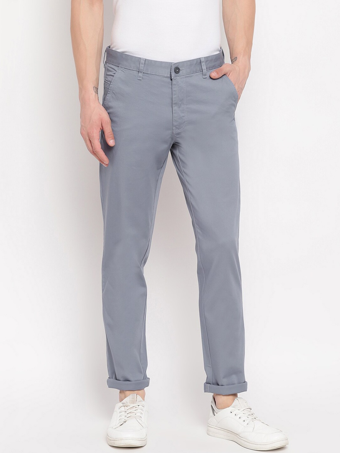 

Richlook Men Grey Slim Fit Chinos Trousers