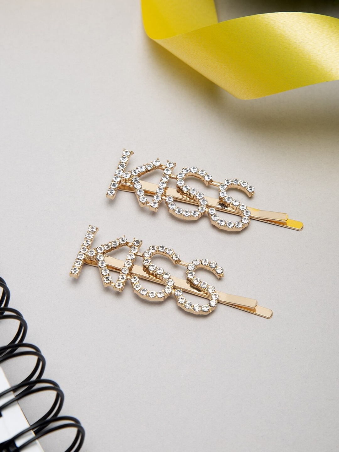YouBella Women Gold-Toned & White Set of 2 Bobby Pins