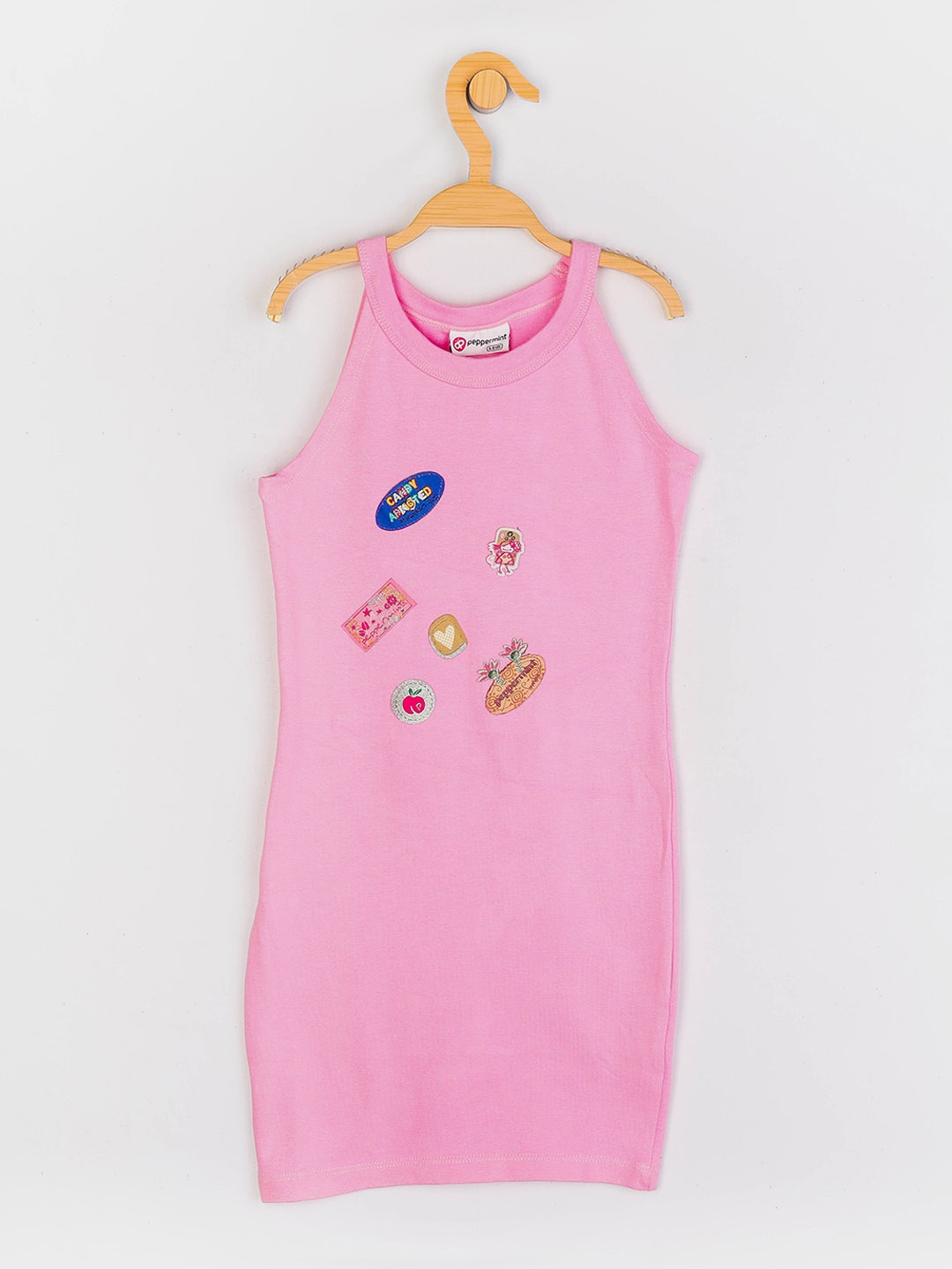 

Peppermint Girls Pink & Blue Printed A-Line Dress