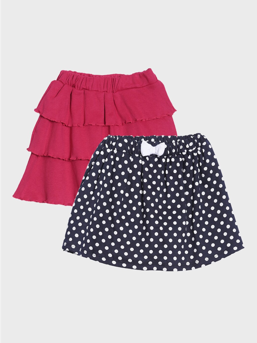 

Kryptic Girls Pack Of 2 Pure Cotton Knee-Length Skirts, Pink
