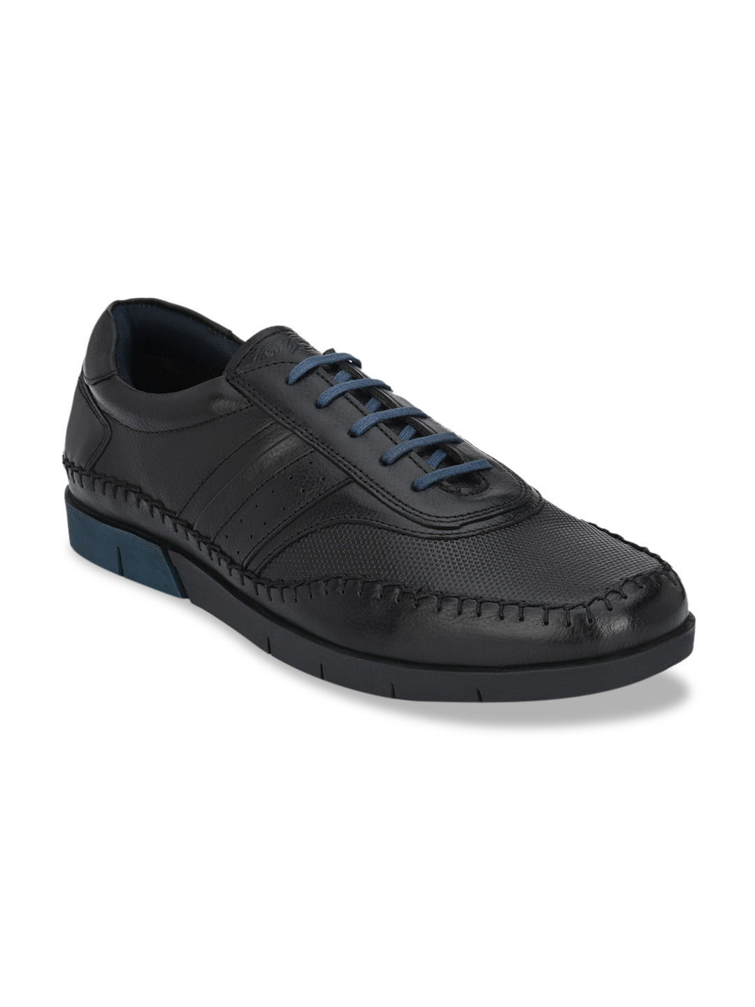 

Delize Men Black Textured Leather Sneakers